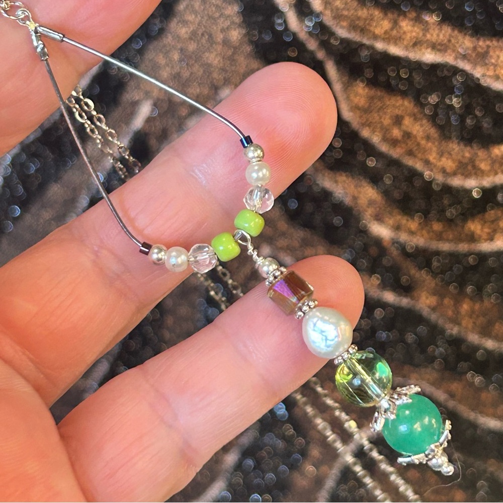 Handcrafted vintage bead changeable charm pendant on chain necklace